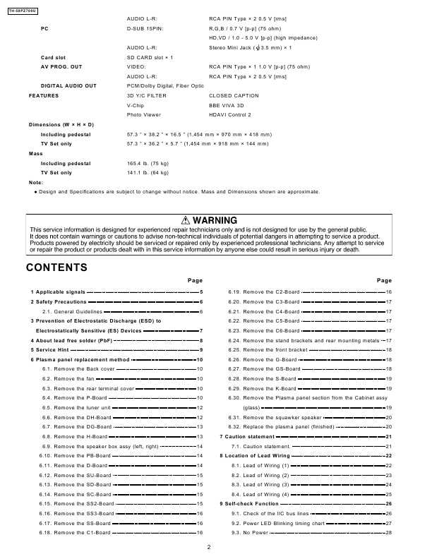 Сервисная инструкция Panasonic TH-58PZ700U