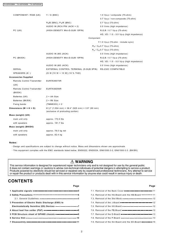 Сервисная инструкция Panasonic TH-65PHD8BK