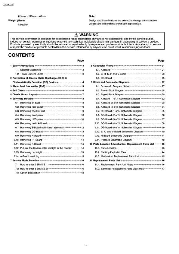 Сервисная инструкция Panasonic TX-15LT2F, LH1-Chassis