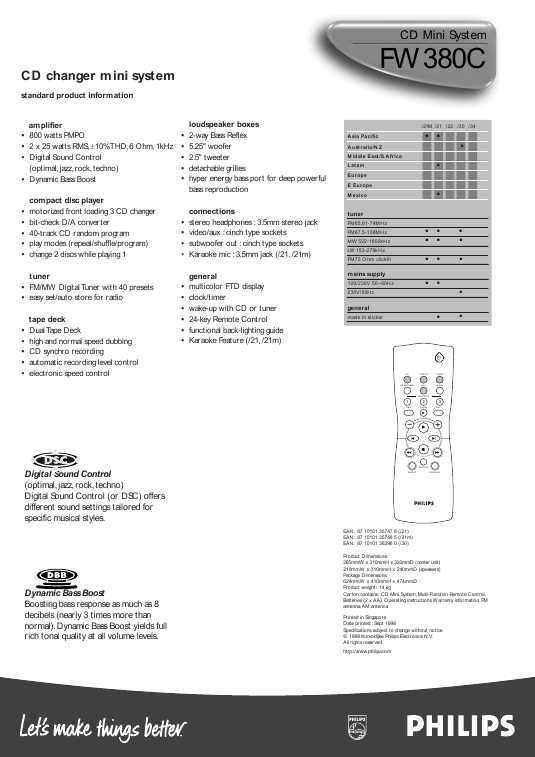 Сервисная инструкция Philips FW-380C
