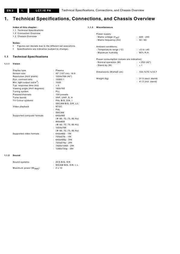 Сервисная инструкция Philips LC7.1E PA