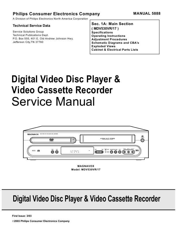 Сервисная инструкция Philips MAGNAVOX MDV-530R