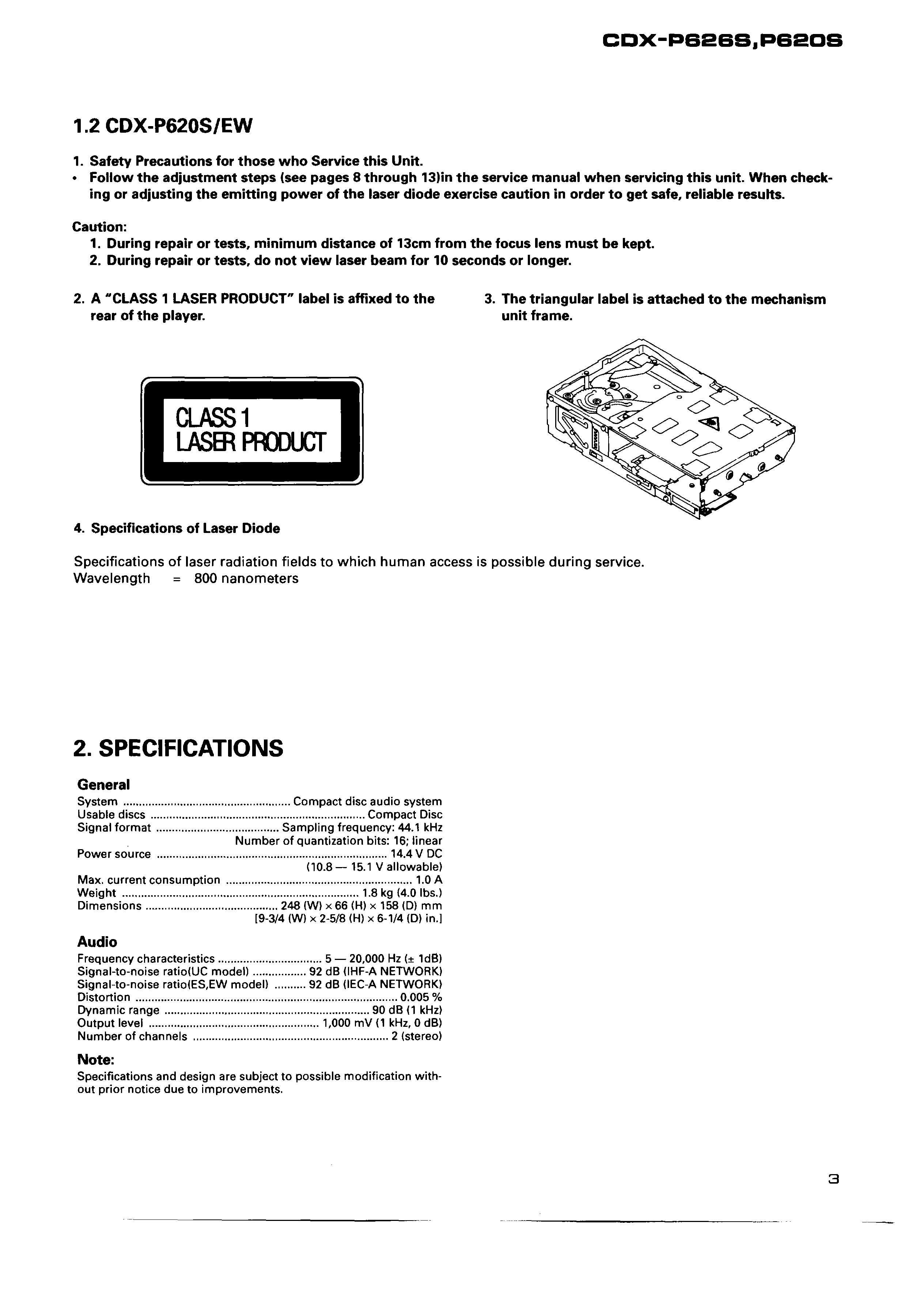 Сервисная инструкция Pioneer CDX-P620S, 626S