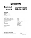 Сервисная инструкция Rotel RA-931MKII