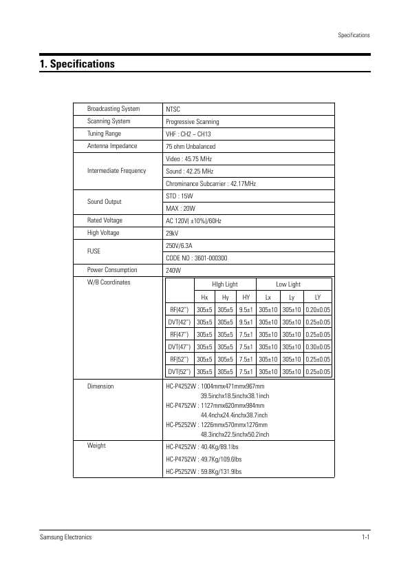 Сервисная инструкция Samsung HCP-4752WX, P59A-N