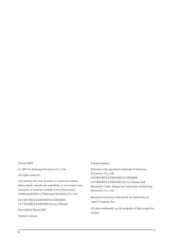 Сервисная инструкция Samsung LE-23R87BD, LE-26R87BD, LE-32R86BD