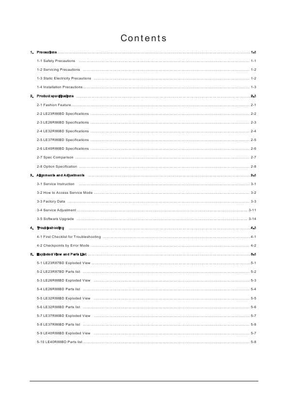 Сервисная инструкция Samsung LE-23R87BD, LE-26R87BD, LE-32R86BD