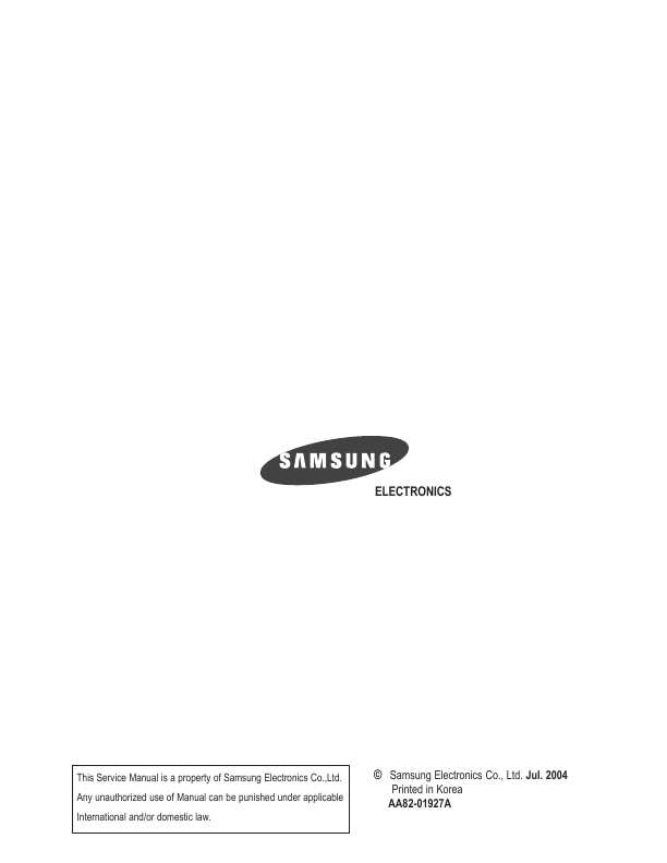 Сервисная инструкция Samsung SP-43T9, SP-52Q7, шасси J59A(P)