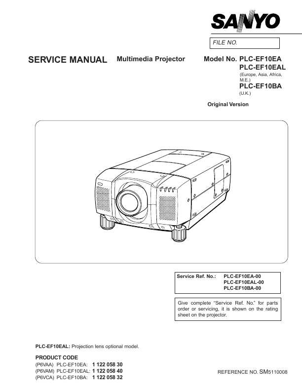 Сервисная инструкция Sanyo PLC-EF10