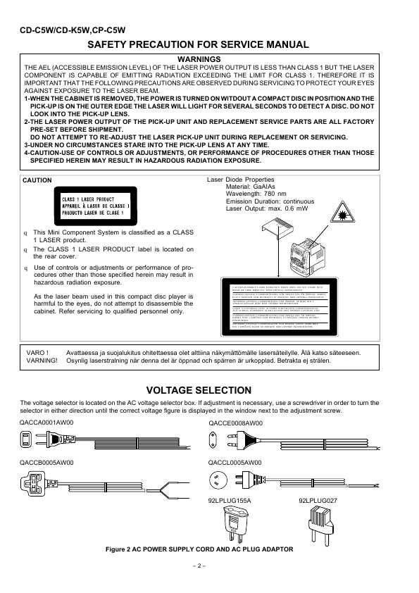 Сервисная инструкция Sharp CD-C5W, CD-K5W, CP-C5W