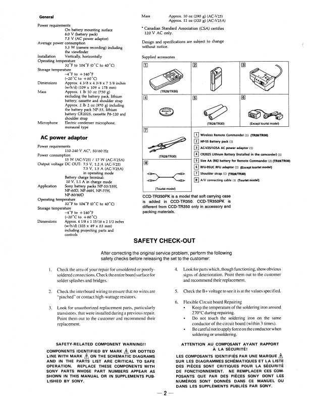 Сервисная инструкция Sony CCD-TR28, CCD-TR30, CCD-TR350