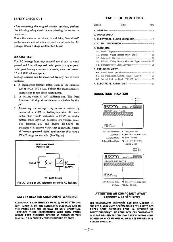 Сервисная инструкция Sony CDP-211, CDP-311