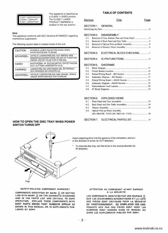 Сервисная инструкция SONY CDP-C435, C535