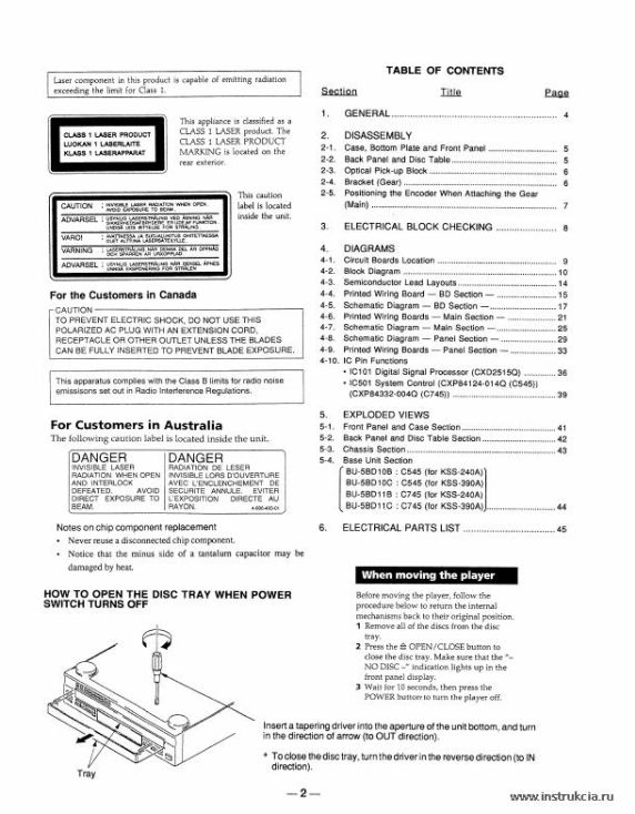 Сервисная инструкция SONY CDP-C545, C745