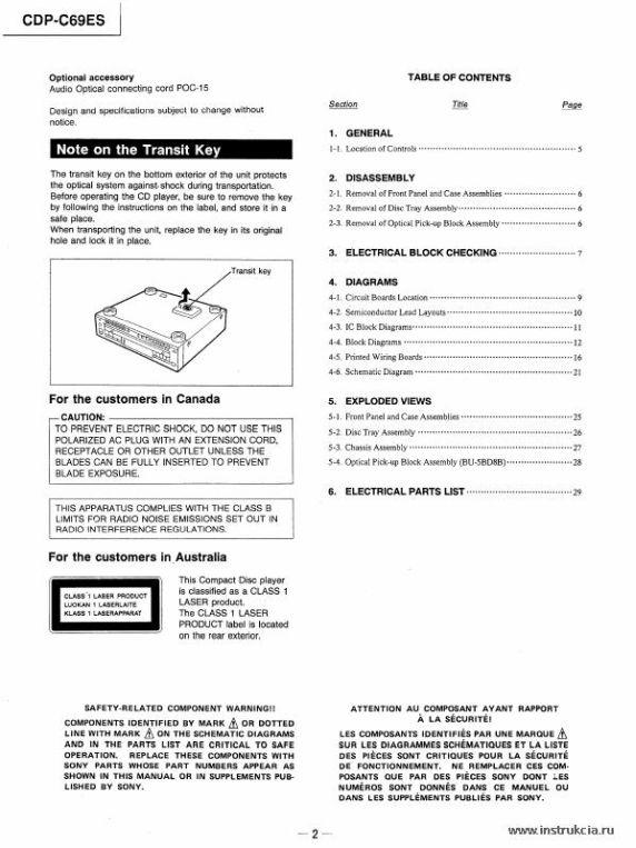 Сервисная инструкция SONY CDP-C69ES