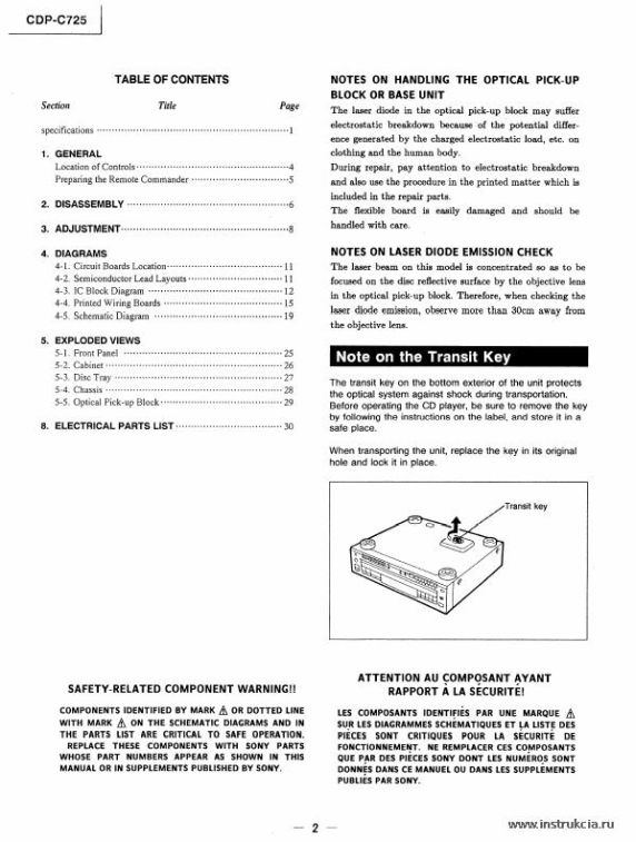 Сервисная инструкция SONY CDP-C725
