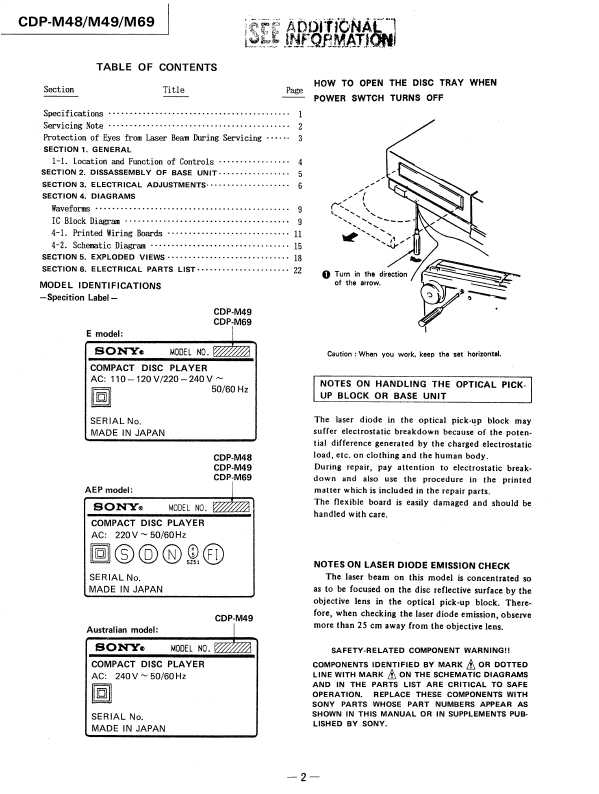 Сервисная инструкция Sony CDP-M48, CDP-M49, CDP-M69