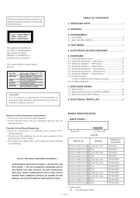 Сервисная инструкция Sony CDP-XE210, CDP-XE310