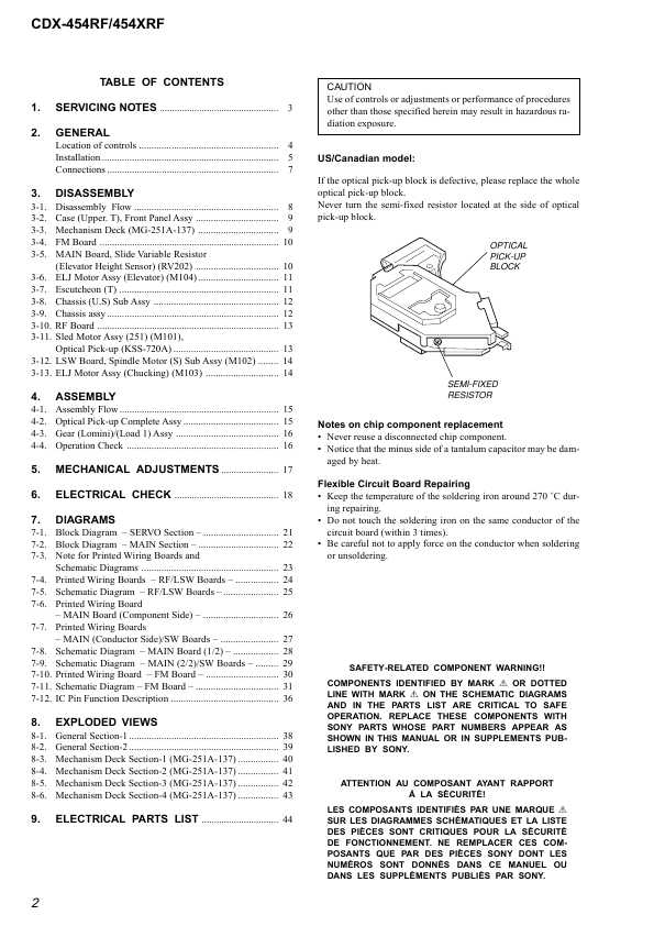 Сервисная инструкция Sony CDX-454XRF