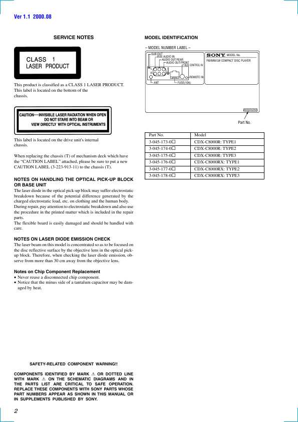 Сервисная инструкция Sony CDX-C8000R, CDX-C8000RX