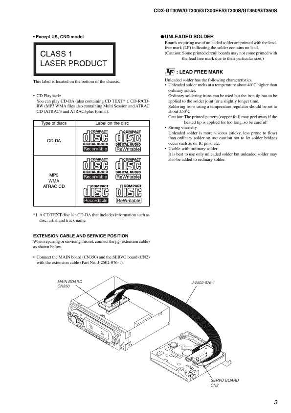 Сервисная инструкция Sony CDX-GT30W, CDX-GT300, CDX-GT300EE, CDX-GT300S, CDX-GT350, CDX-GT350S