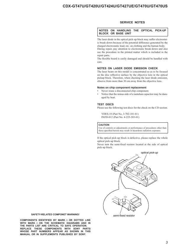 Сервисная инструкция Sony CDX-GT47U, CDX-GT420U, CDX-GT424U, CDX-GT427UE, CDX-GT470U, CDX-GT470US