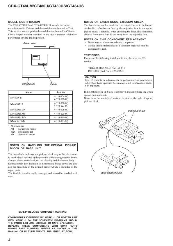 Сервисная инструкция Sony CDX-GT48UM, CDX-GT480U, CDX-GT480US, CDX-GT484US