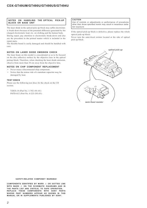 Сервисная инструкция Sony CDX-GT49UM, CDX-GT490U, CDX-GT490US, CDX-GT494U