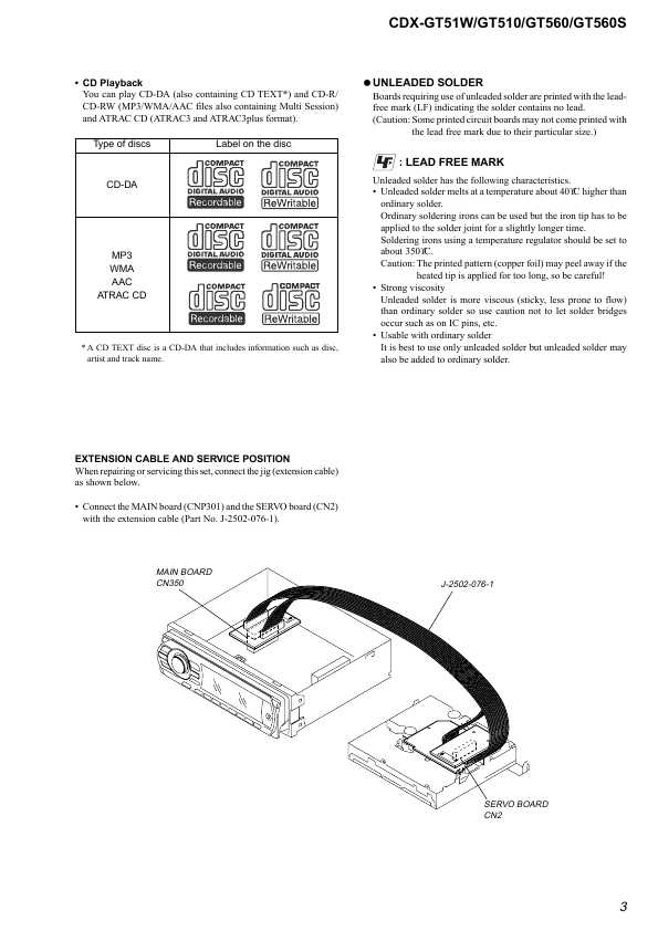 Сервисная инструкция Sony CDX-GT51W, CDX-GT510, CDX-GT560, CDX-GT560S
