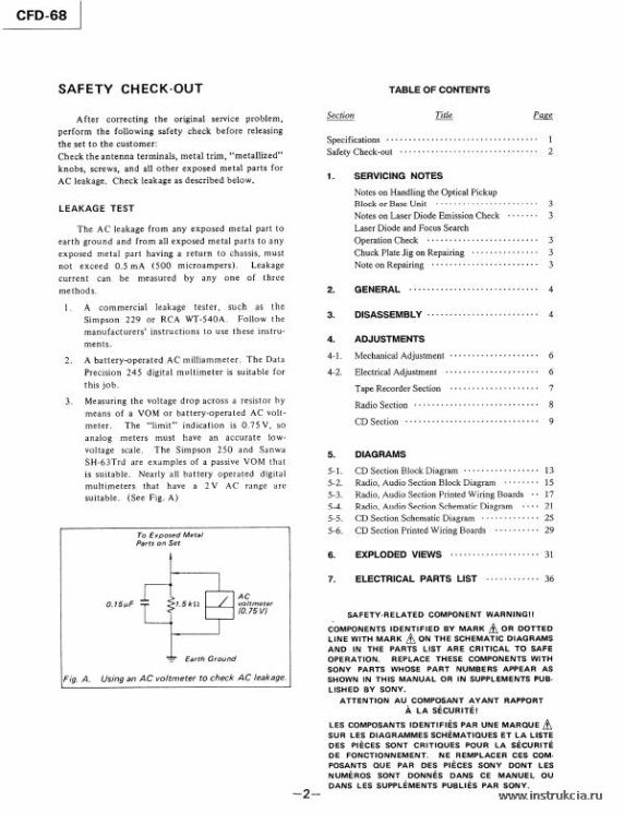 Сервисная инструкция SONY CFD-68
