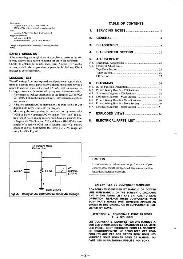 Сервисная инструкция Sony CFD-ZW150, CFD-ZW160