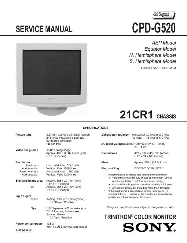 Сервисная инструкция Sony CPD-G520 (21CR1)