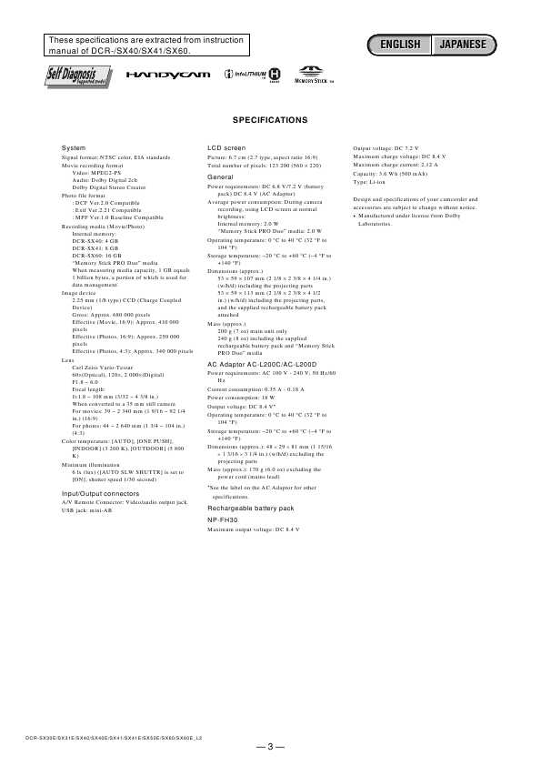 Сервисная инструкция Sony DCR-SX30E, DCR-SX31E, DCR-SX40E, DCR-SX41E, DCR-SX50E, DCR-SX60E Level 2