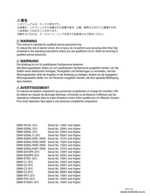 Сервисная инструкция SONY DMW-S01NL, MM VOL.2, 2ND, ED, REV.1