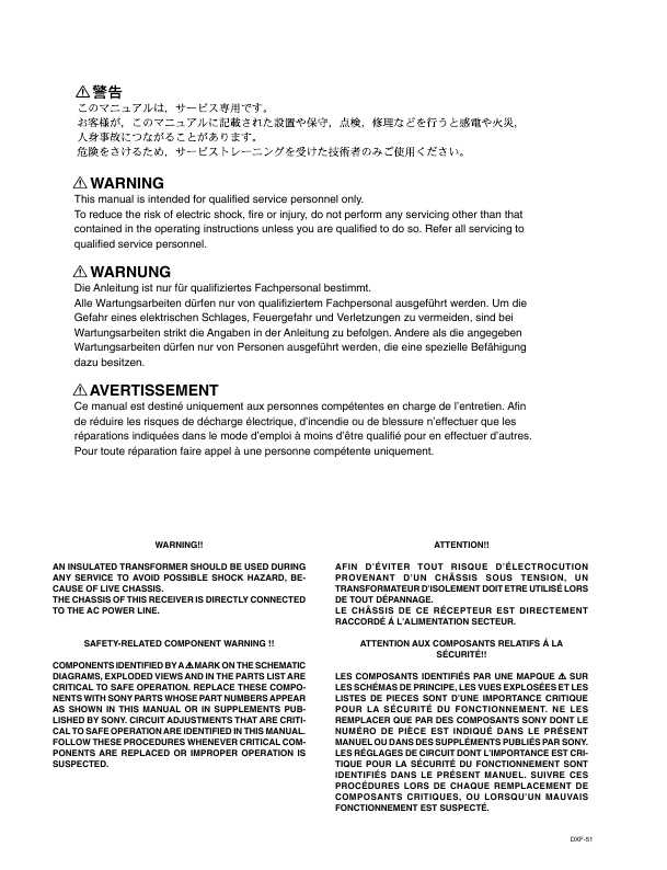 Сервисная инструкция Sony DXF-51