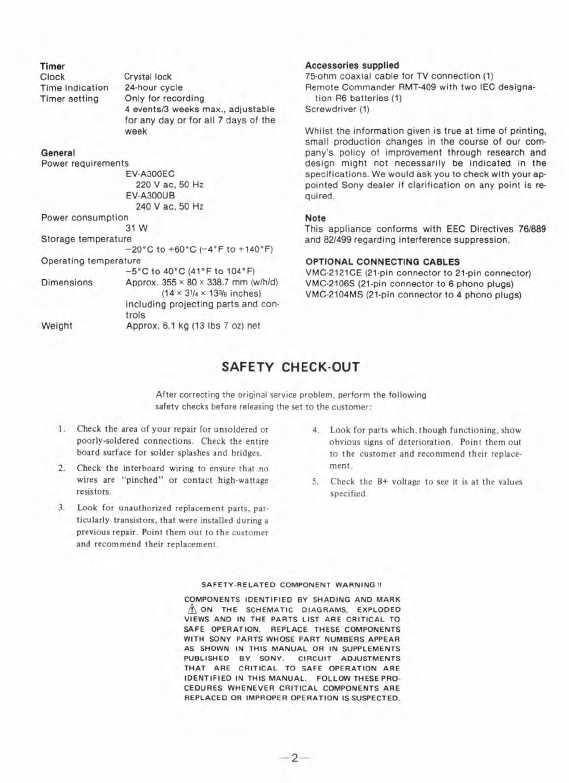 Сервисная инструкция Sony EV-A300EC, UB