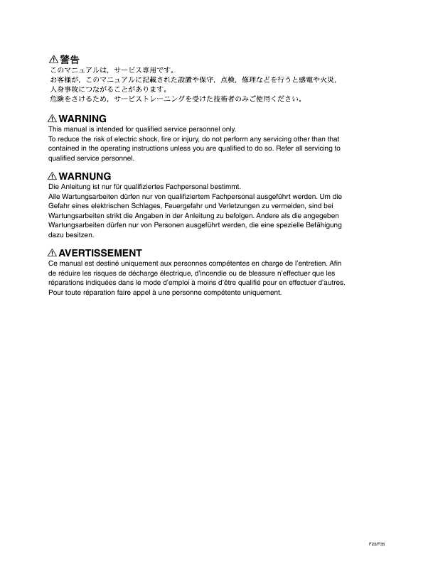 Сервисная инструкция Sony F23, F35 (VOLUME 2)