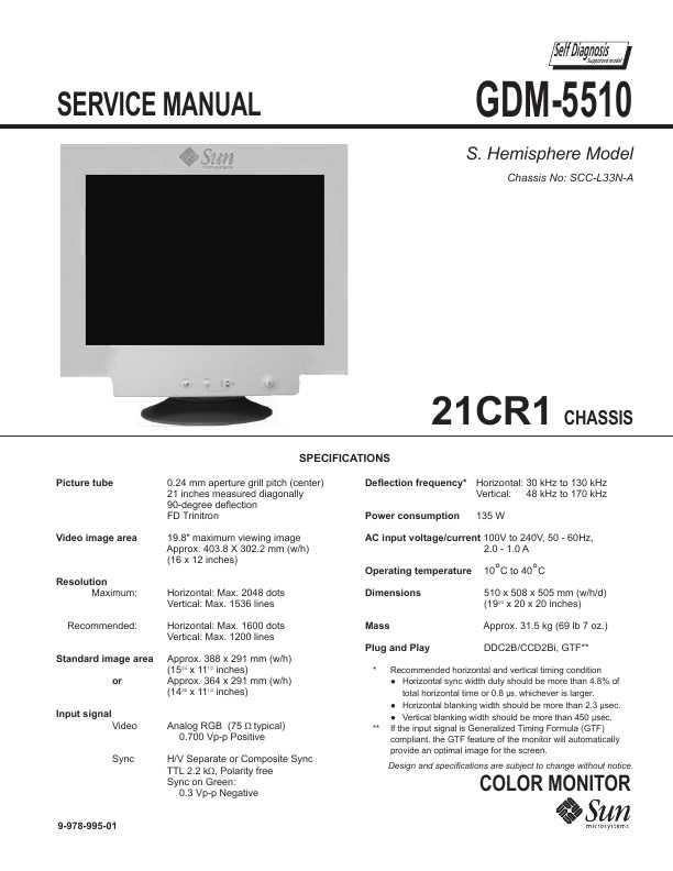 Сервисная инструкция Sony GDM-5510 (21CR1)