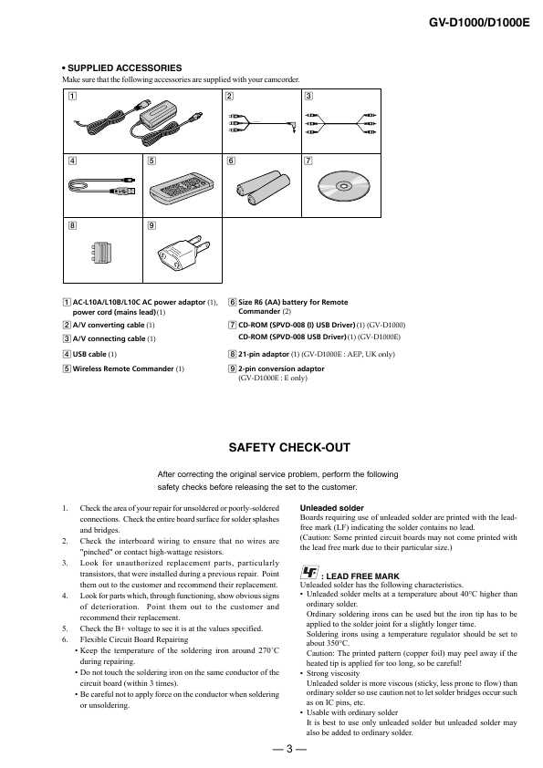 Сервисная инструкция Sony GV-D1000, GV-D1000E, Level 2