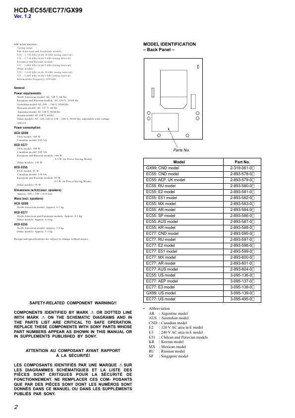Сервисная инструкция Sony HCD-EC55, HCD-EC77, HCD-GX99