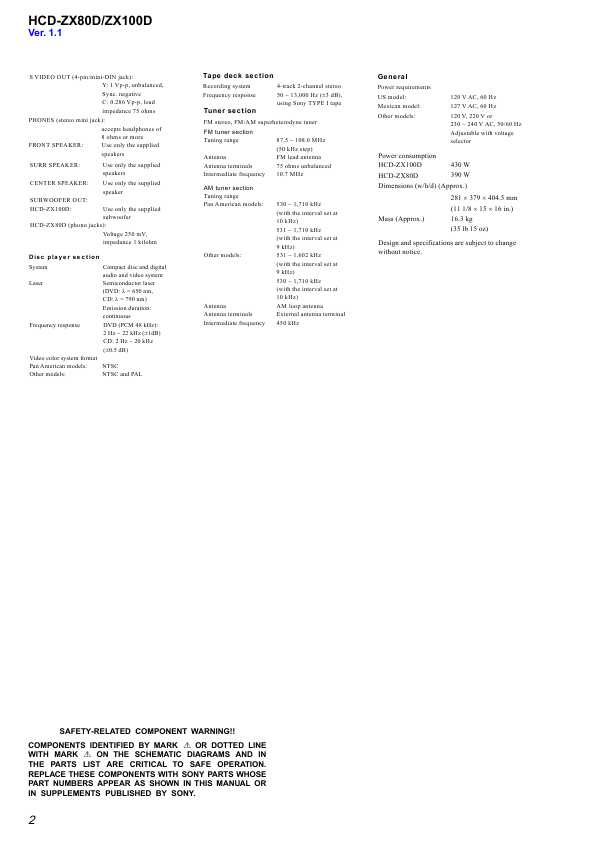Сервисная инструкция Sony HCD-ZX80, HCD-ZX100D