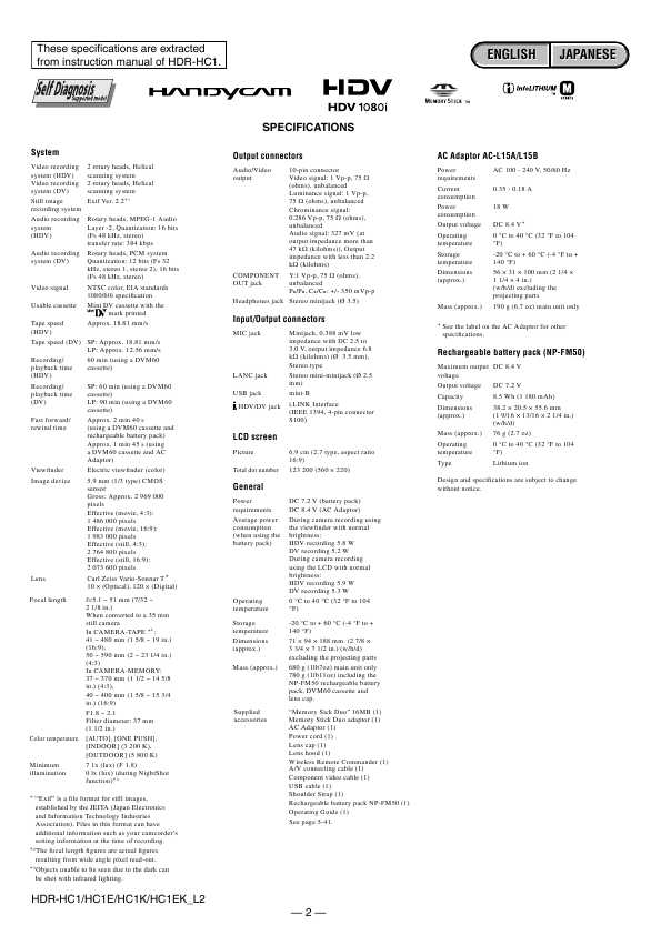 Сервисная инструкция Sony HDR-HC1E, HDR-HC1K, HDR-HC1EK, Level 2