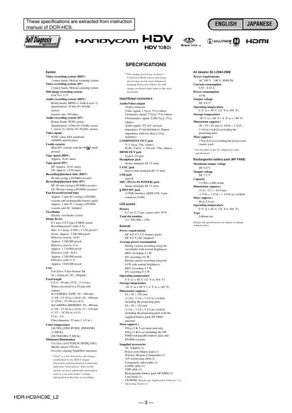 Сервисная инструкция Sony HDR-HC9, HDR-HC9E, level 2