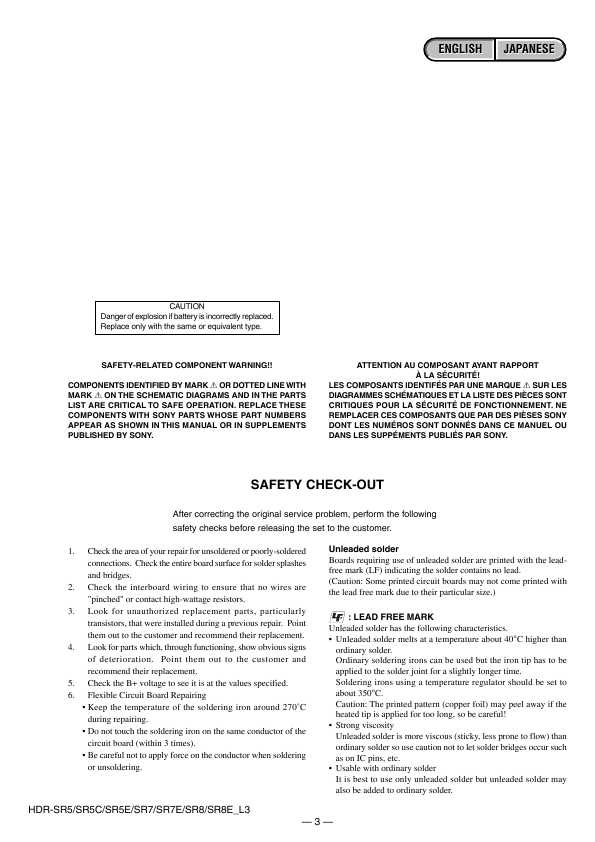 Сервисная инструкция Sony HDR-SR5E, HDR-SR7E, HDR-SR8E, Level 3