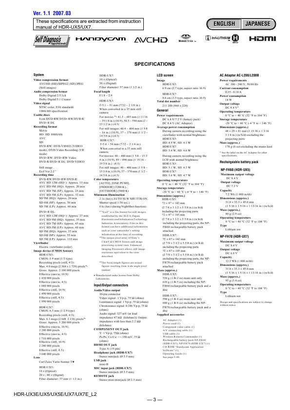 Сервисная инструкция Sony HDR-UX3E, HDR-UX5, HDR-UX5E, HDR-UX7, HDR-UX7E, LVL2