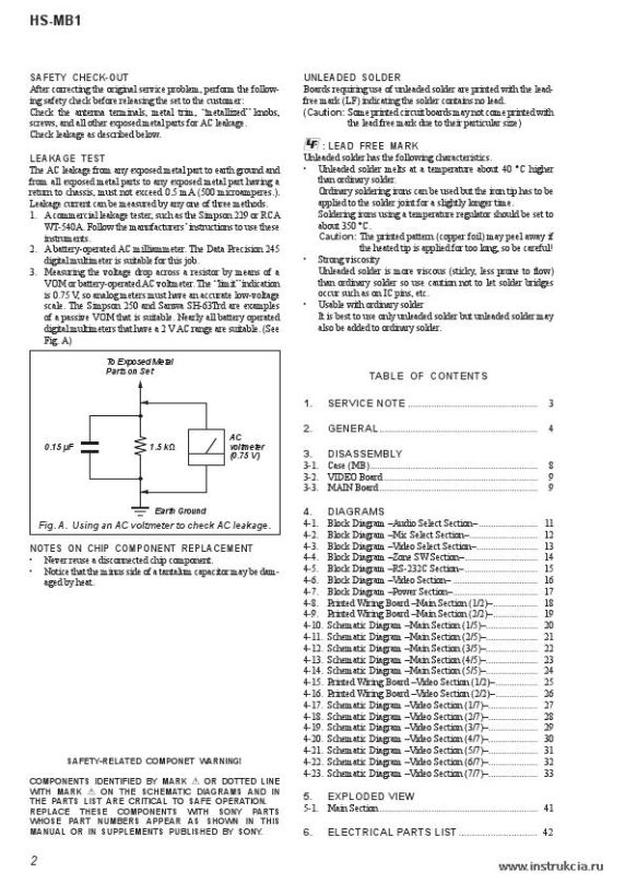 Сервисная инструкция SONY HS-MB1 VER.1.0
