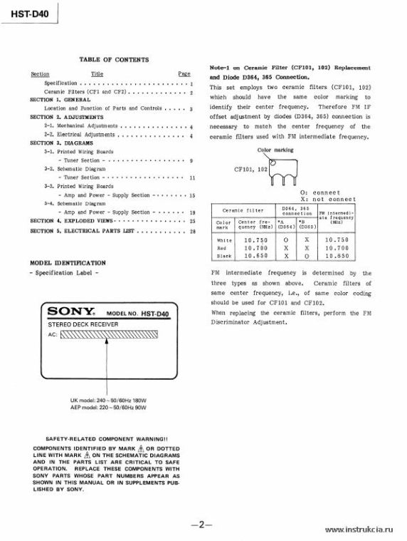 Сервисная инструкция SONY HST-D40