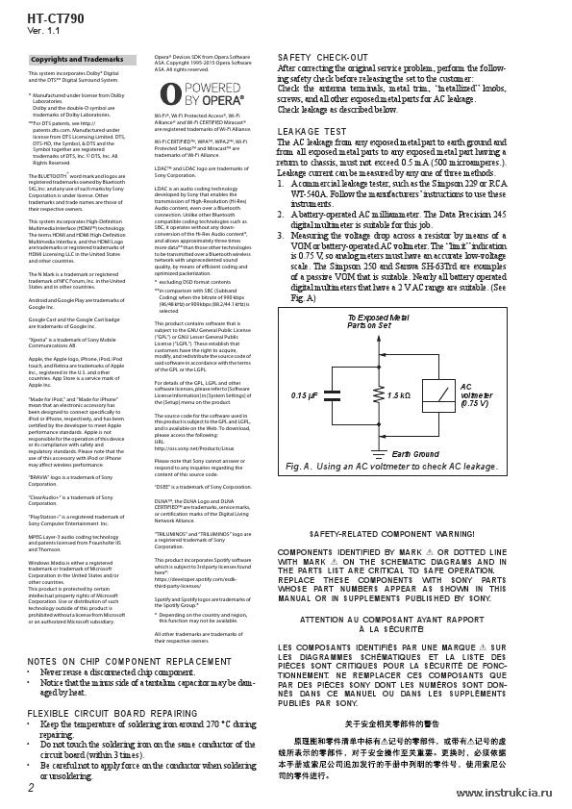 Сервисная инструкция SONY HT-CT790 V1.2