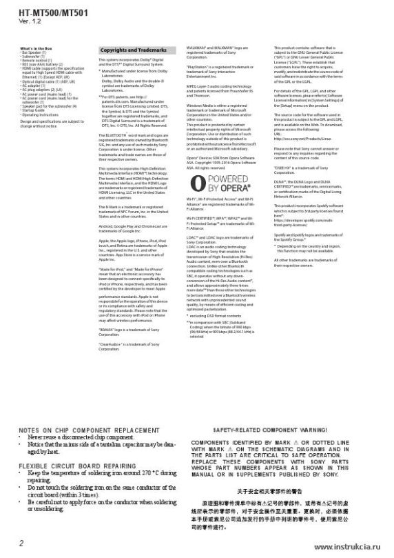 Сервисная инструкция SONY HT-MT500, MT501 V1.2