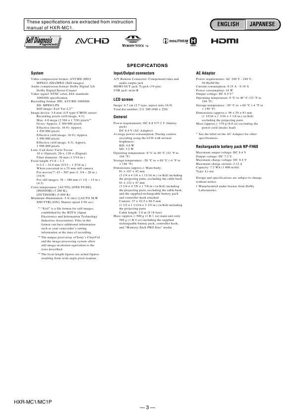 Сервисная инструкция Sony HXR-MC1, HXR-MC1P